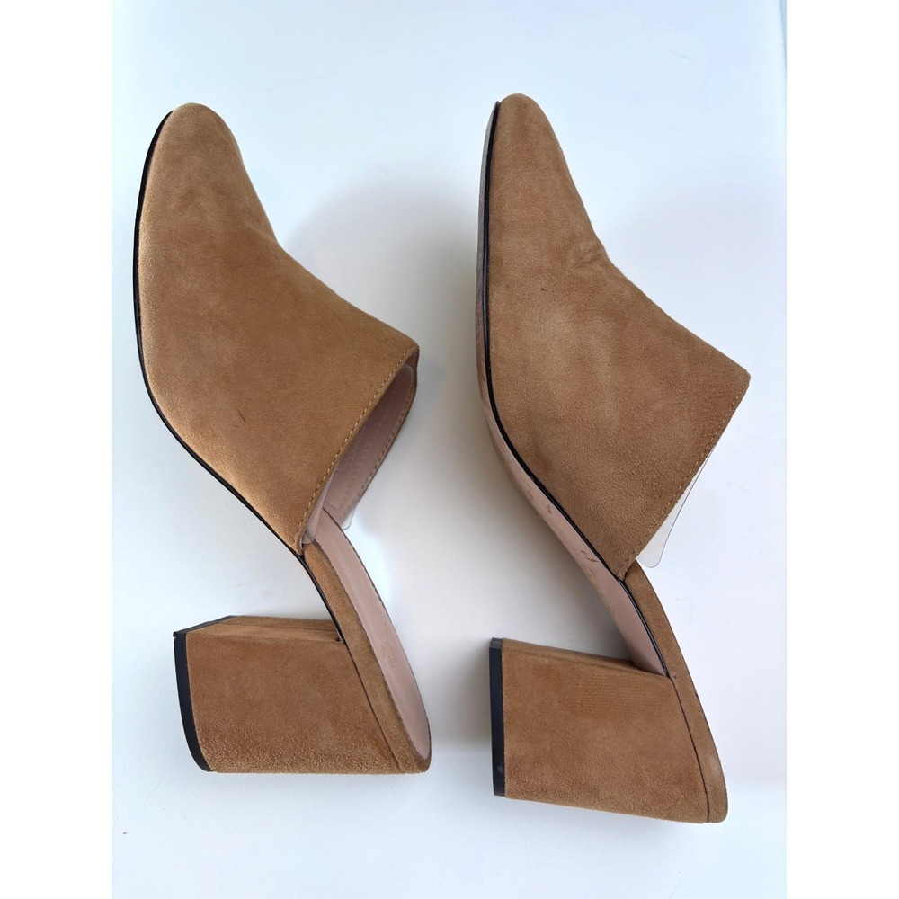 J. Crew Suede Block Heel Mules Tan Women Size 10 Pointed Toe Slip On Shoes - Picture 9 of 9